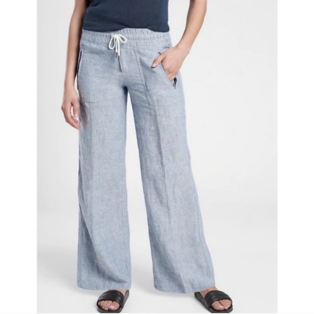 Athleta Cabo Linen Wide Leg Pants Women's Size 10
